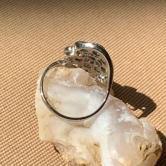 TOURMALINE, AQUAMARINE AND RHODOLITE 925 STERLING SILVER RING, SIZE 7 - Picture 4 of 6